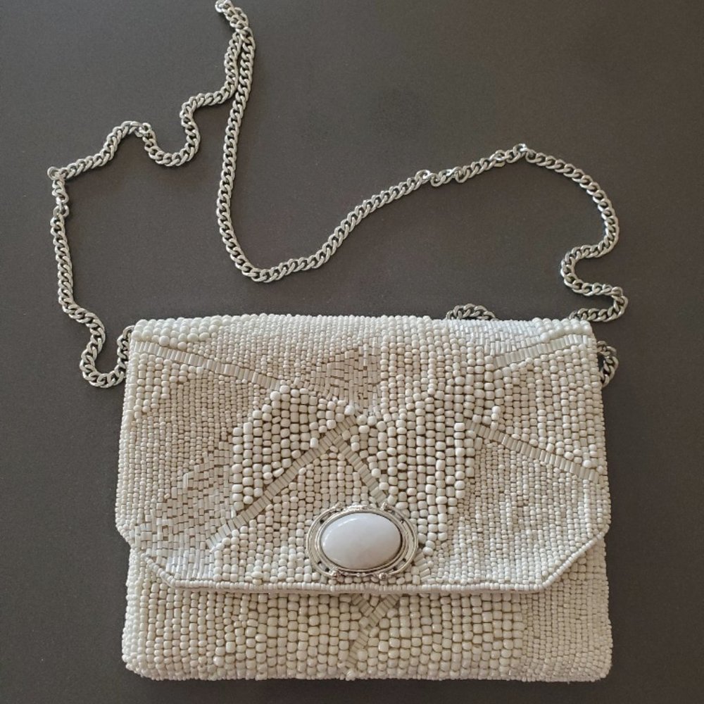 Mary Frances Mini White Clutch